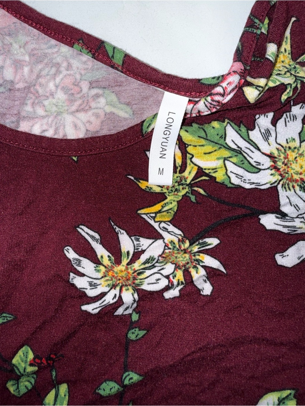 Floral Tank Dress - Burgundy Floral Tank Top - Picture 2 of 2